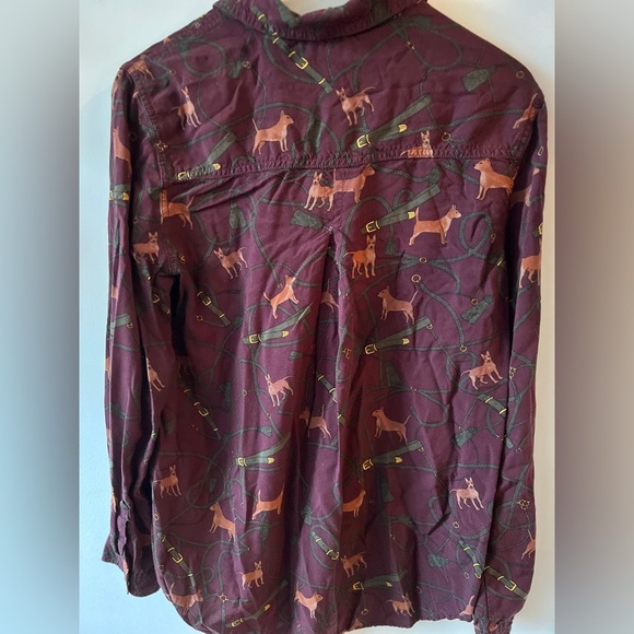 Beach Lunch Lounge Alana Dog Print Button Up Top Women Medium - Picture 9 of 13
